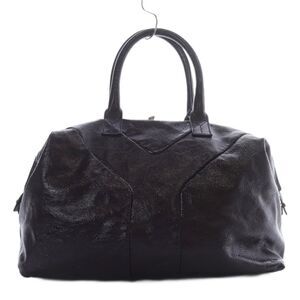 Saint Laurent Yves Easy Patent Vernis Leather Boston Bag Handbag Dark Purple